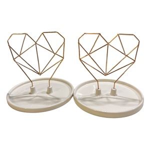 Two -IMM Living Coxet Wire Heart Ceramic Jewelry Holder